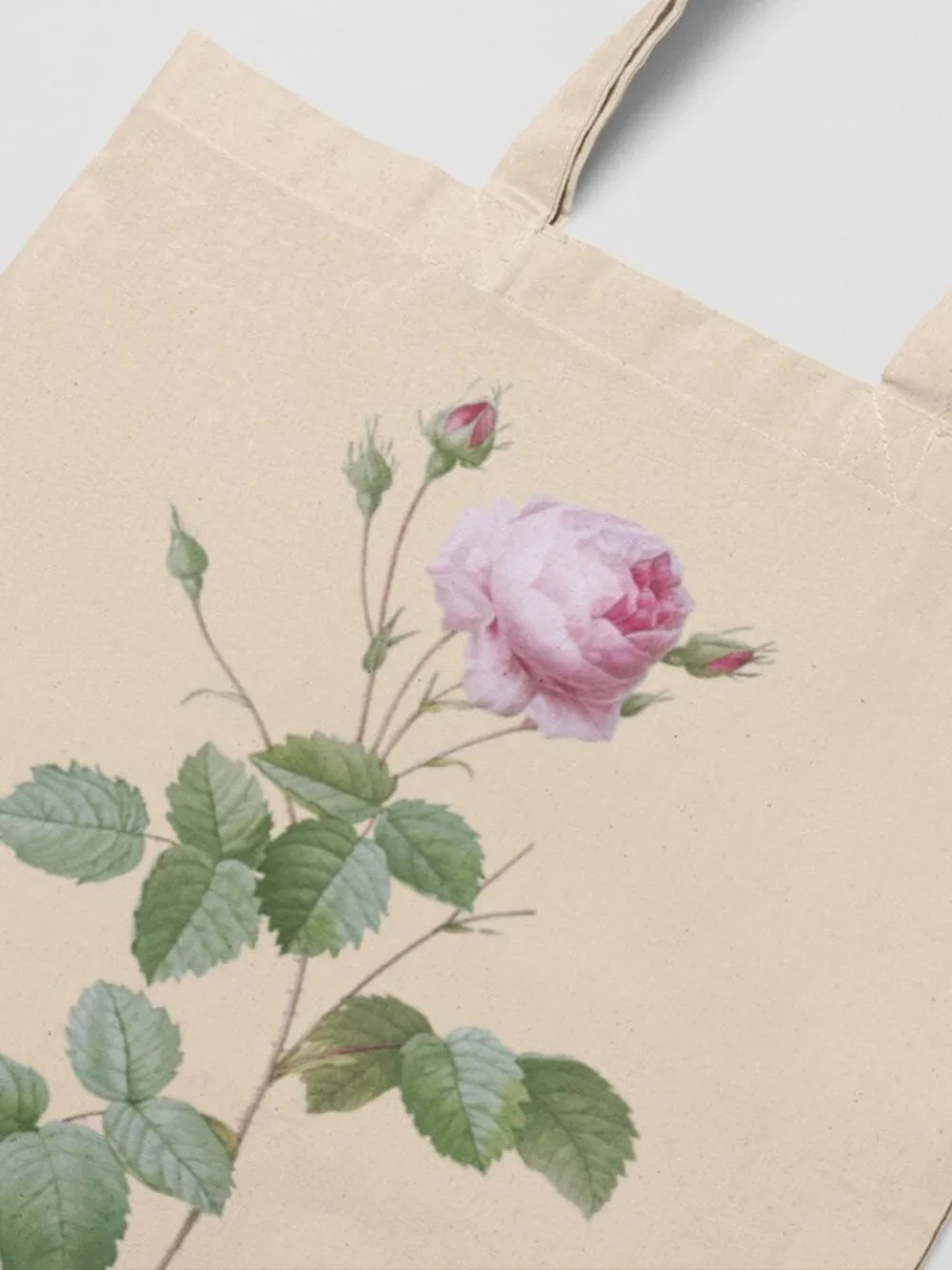 Cabbage Rose Vintage Floral Print Graphic Canvas Tote Bag